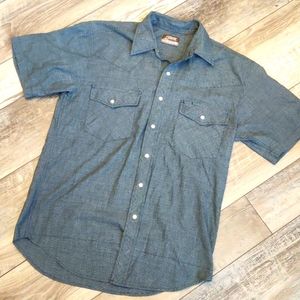 Gently Used Outlaw Western Wear Short Sleeves Shirt 100% Cotton S/M Pearl Snaps